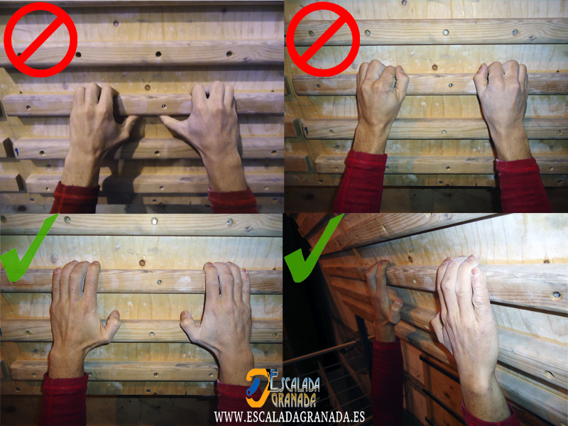 Tipos de agarres campus board